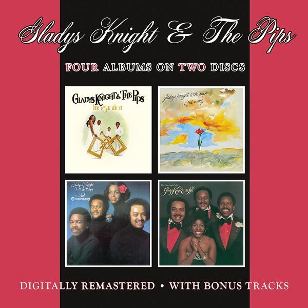 Albumcover: Gladys Knight & The Pips. Vier Albumcover in einem Raster, mit dem Text "digital remastered with bonus tracks".