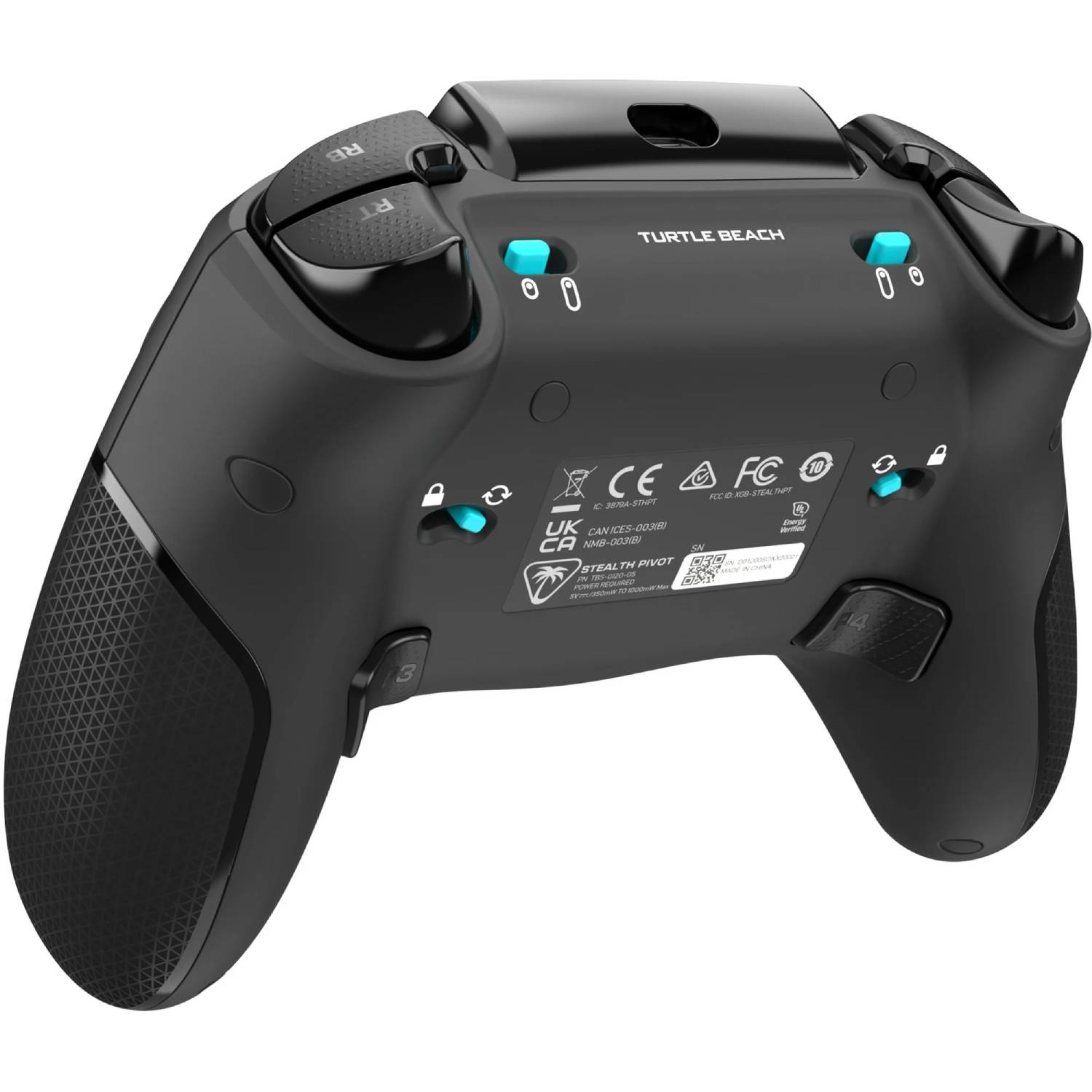Mando de juego negro Turtle Beach Stealth Pivot. Tiene botones, gatillos y un agarre texturizado.