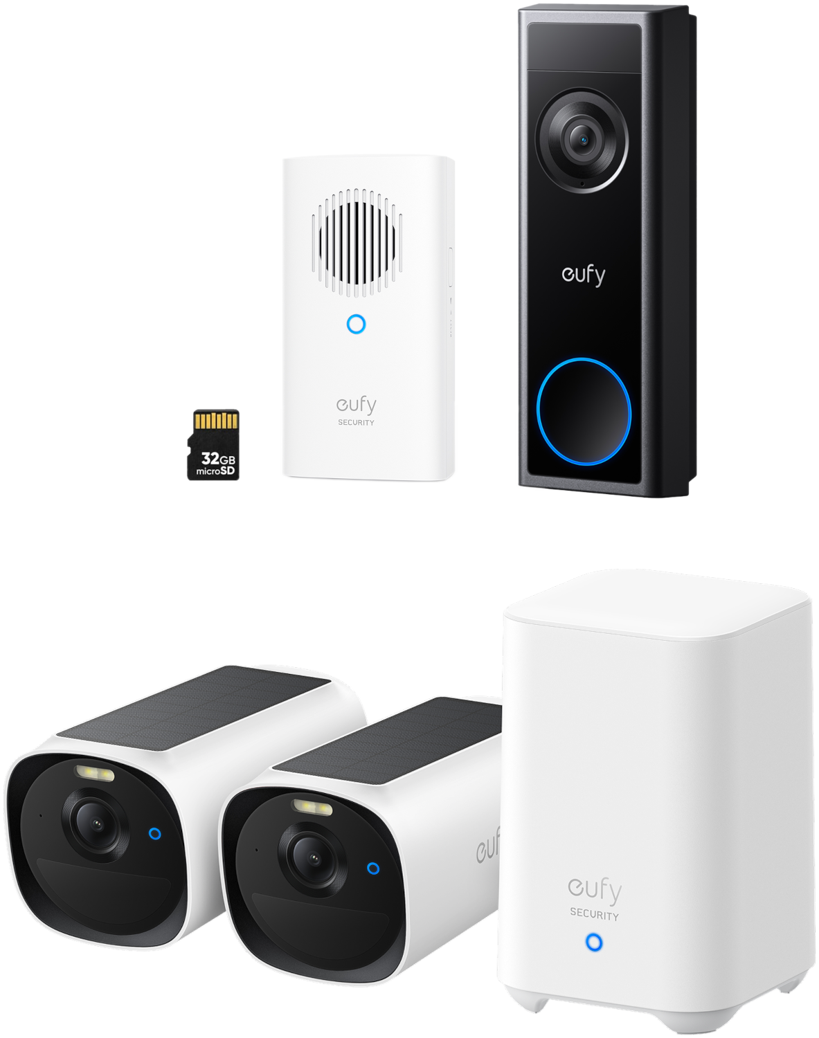 Eufy cam E40 With Hb2 + Doorbell C31 Sd Card And Chime Slimme Buitencamera Wit