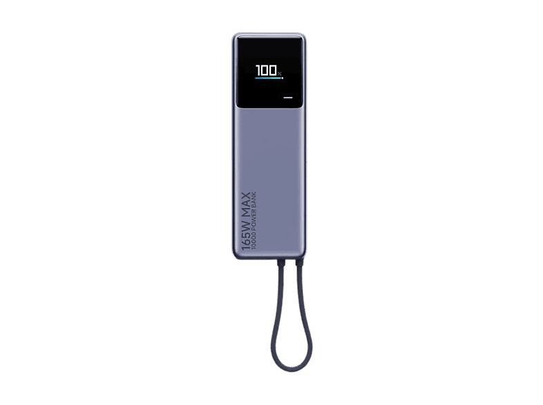 Powerbank - Xiaomi PB1165M, 10000 mAh, 1x USB-C, 165W, Cable Integrado, Pantalla Inteligente a Color, Gris metálico