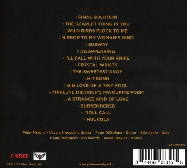 Das Albumcover listet Songtitel und Musiker auf. Schwarzer Hintergrund, goldener Text, ein Barcode und das Cadiz-Logo sind sichtbar.