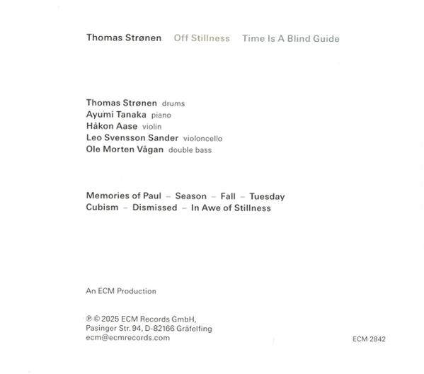 Albumcover mit Text: Künstler, Albumtitel, Titelliste, Musikernamen und Produktionsdetails, Copyright-Informationen und ECM-Logo.