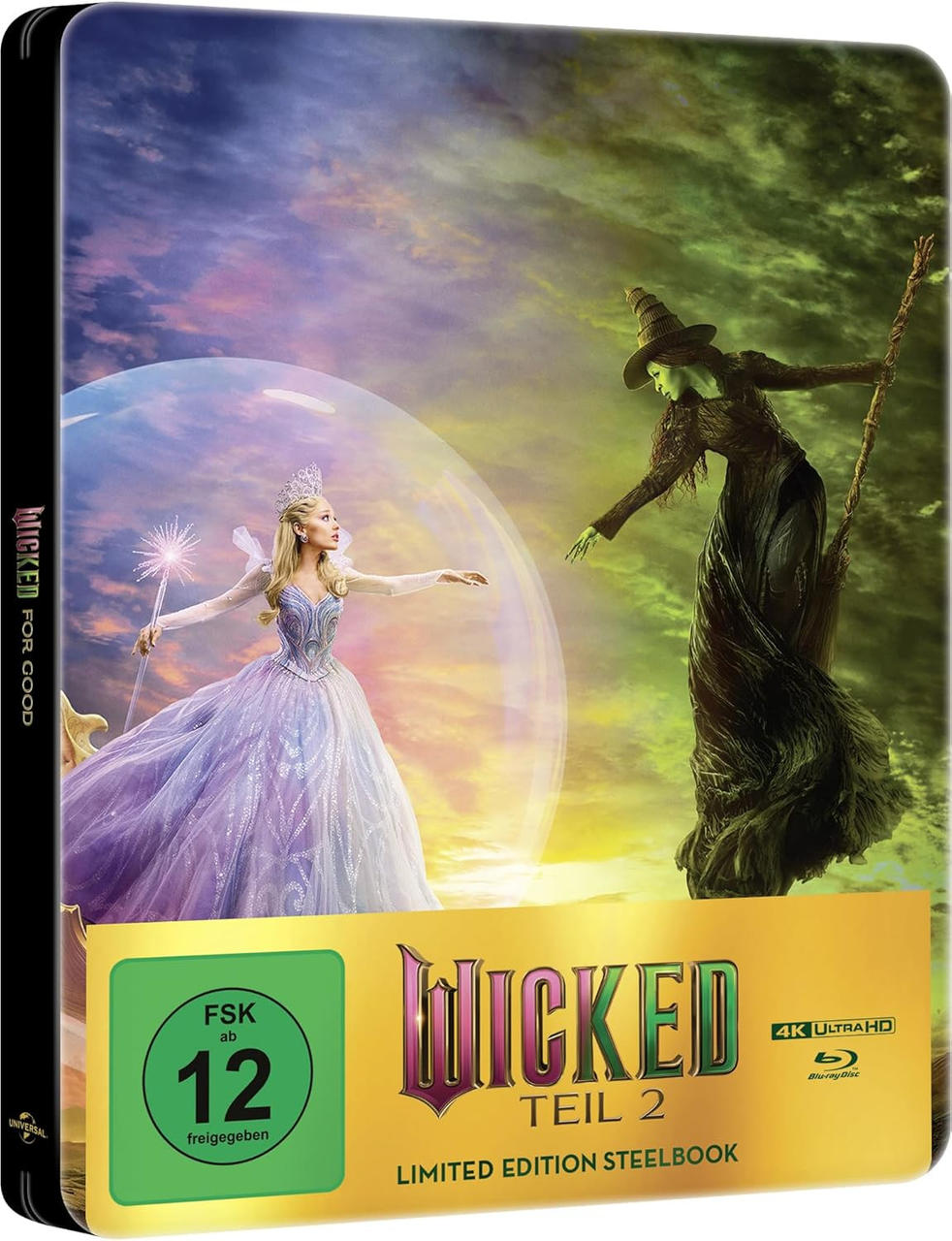 Cover von Wicked Teil 2. Eine Frau in lila Kleid und eine Hexe mit grünem Gesicht stehen sich gegenüber. Der Hintergrund ist farbenfroh.