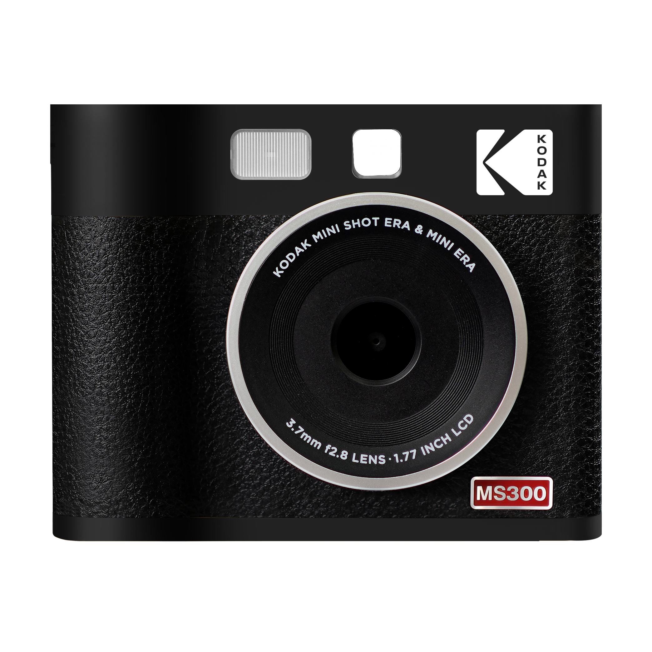 Siyah Kodak Mini Shot Era kamera. Lens, LCD ve Kodak logosu içerir. Dikdörtgen şeklinde.
