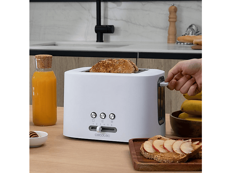 Tostadora - Cecotec Toast&Taste 9000 Double White, 980W, Ranuras extraanchas, Soporte para panecillos, 3 funciones, Blanco – imagen 3