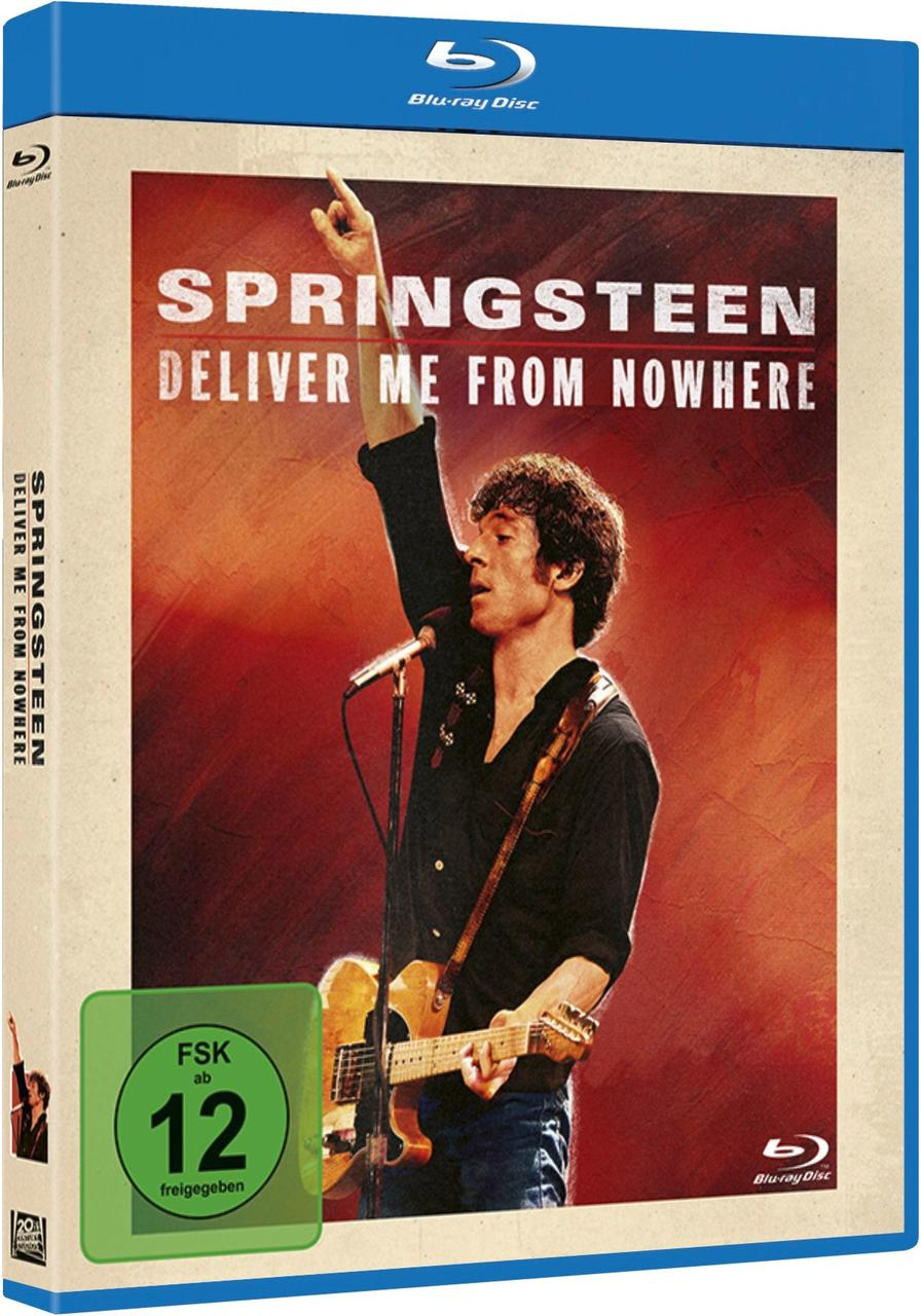 Blu-ray-Cover von Bruce Springsteen. Er spielt Gitarre und singt. Der Titel lautet 'Deliver Me From Nowhere'.