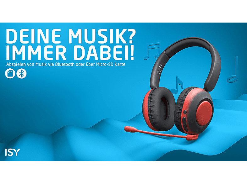 Thumbnail - ISY IC-5029-RD, Over-ear Headset Bluetooth Rot