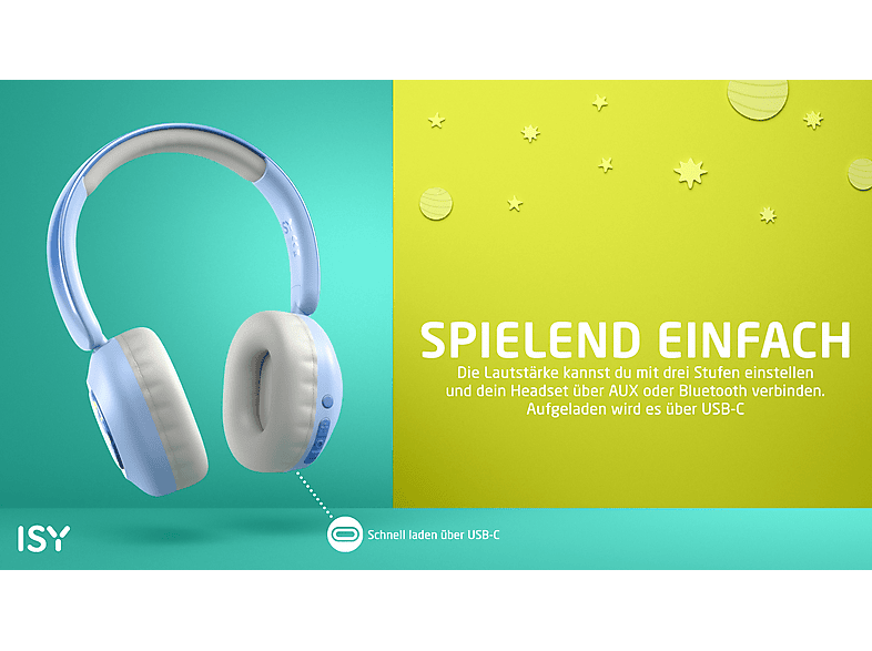 Thumbnail - ISY IKH-2000-BL Kids, Over-ear Kopfhörer Bluetooth Blau