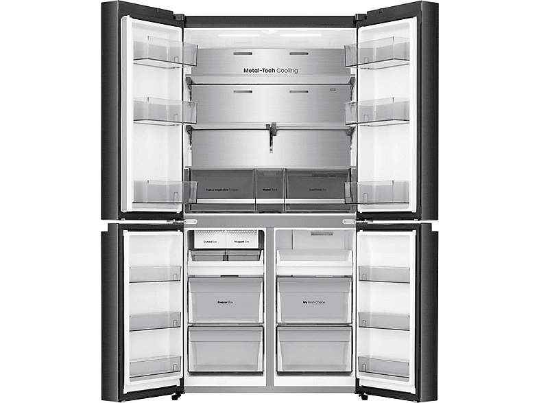 HISENSE RQ5P640SYKD Flügeltürkühlschrank (640 l, D, 1790 mm hoch, Black stainless steel)
