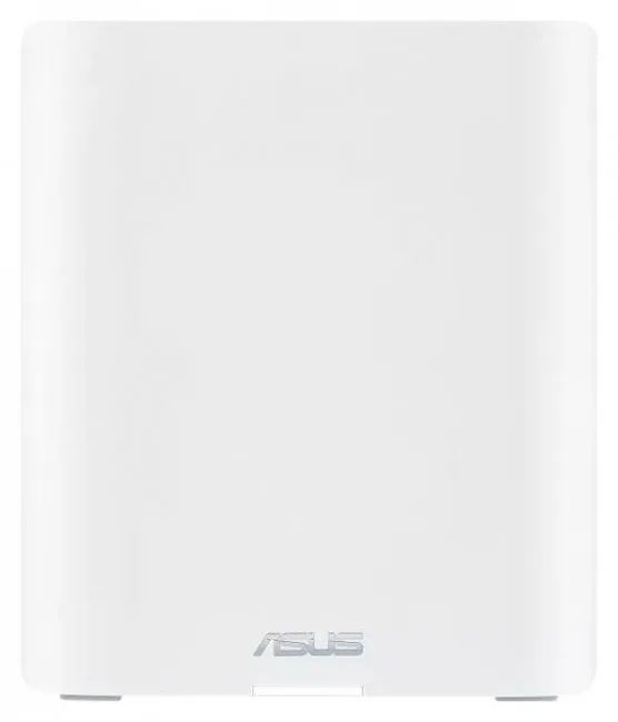 Białe prostokątne urządzenie o zaokrąglonych krawędziach. Logo ASUS jest na dole, w kolorze srebrnym.