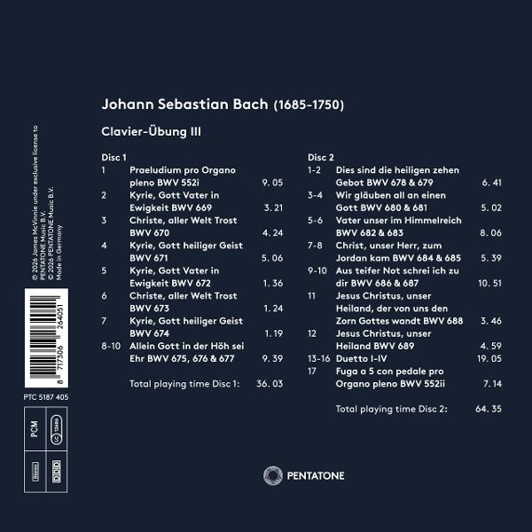 CD-Cover für Johann Sebastian Bach mit Musikstücken. Das Pentatone-Logo ist sichtbar.