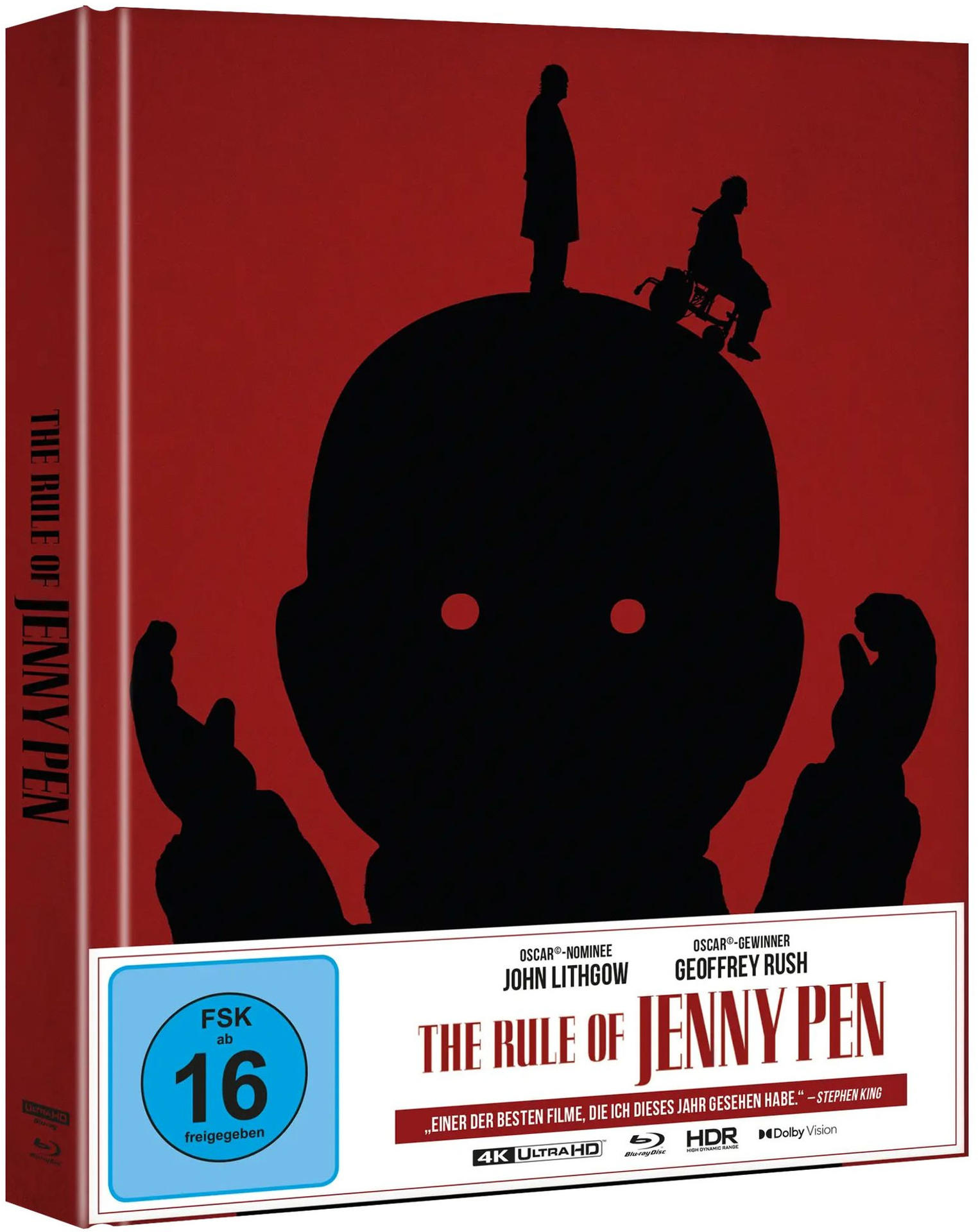 Das Filmcover zeigt eine schwarze Silhouette eines Gesichts mit zwei Figuren oben. Titel: The Rule of Jenny Pen.