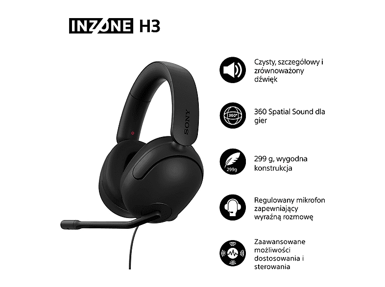 Słuchawki Sony INZONE H3 black – zdjęcie 3
