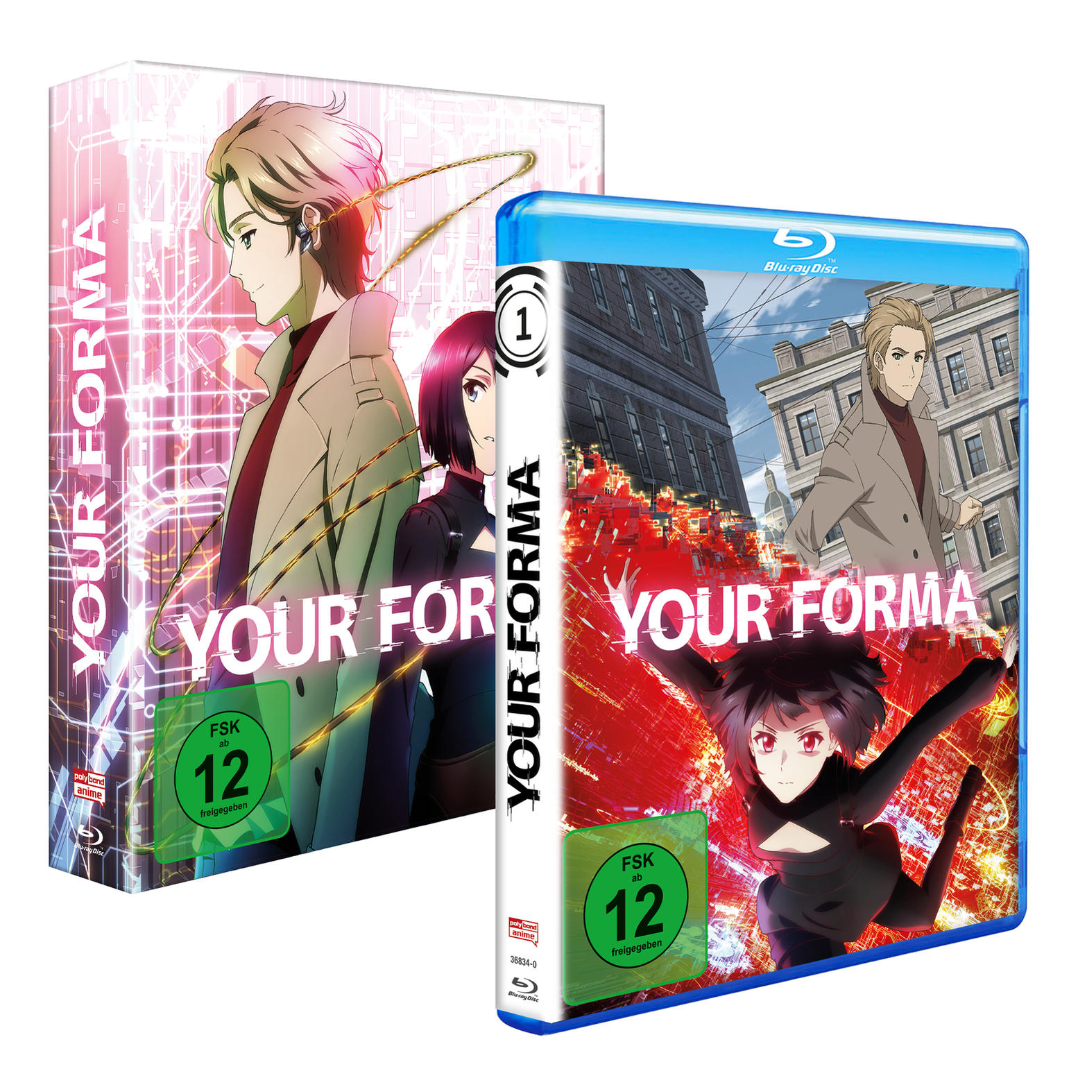 Anime Blu-ray Box-Set. Zwei Cover mit Anime-Charakteren, dem Titel 'YOUR FORMA' und Altersfreigabe.