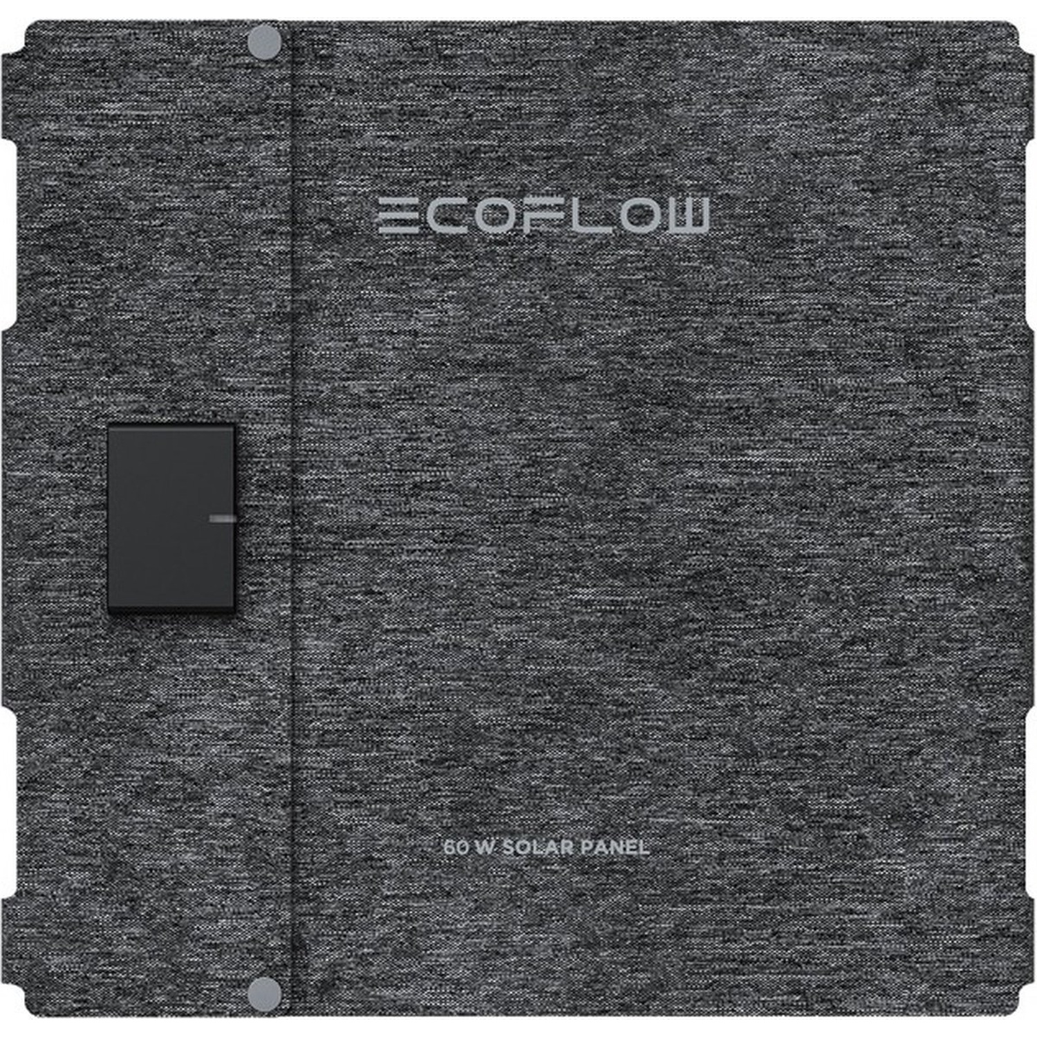 A gray solar panel with the Ecoflow logo, a black control panel, and the text '60 W Solar Panel'.
