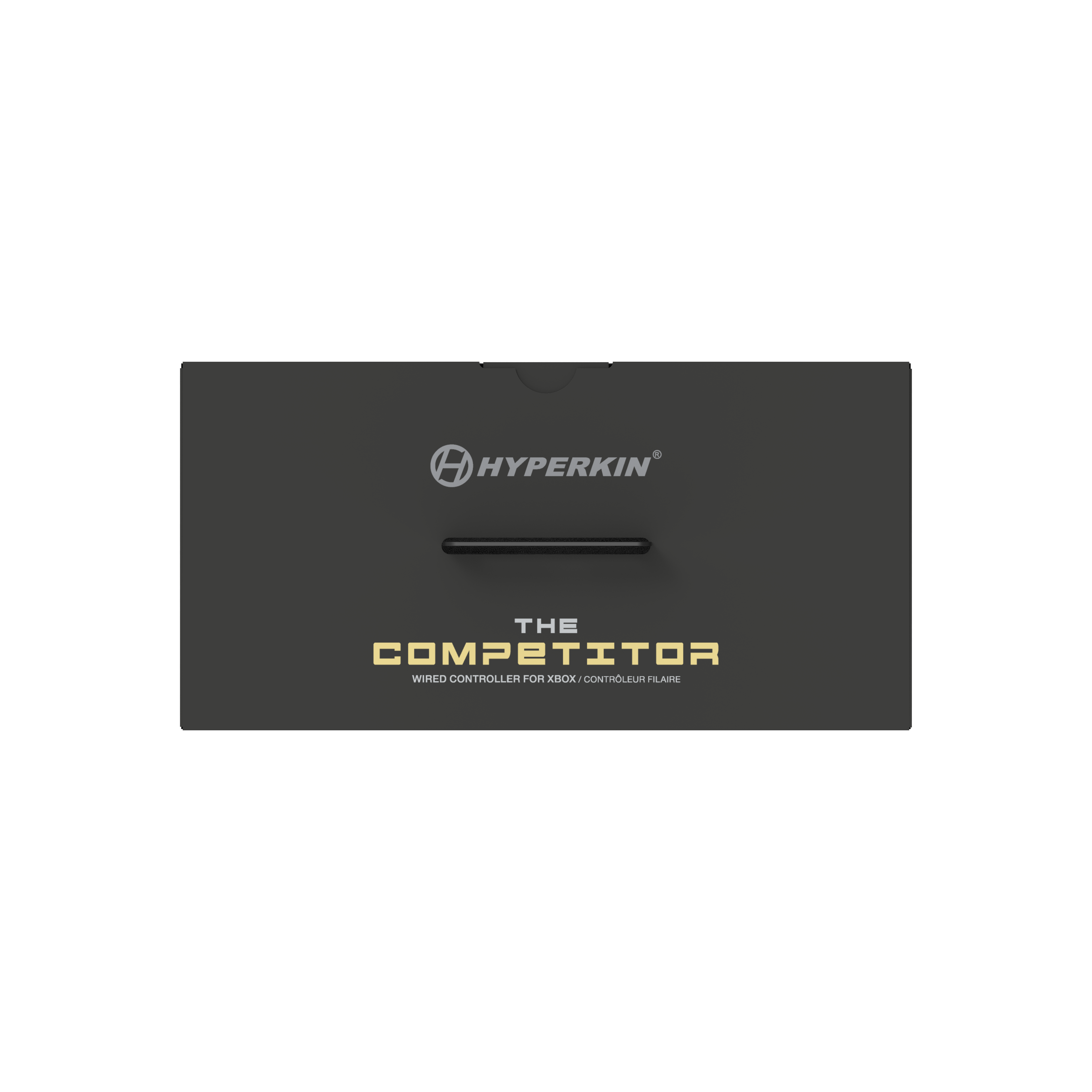 Das Bild zeigt eine schwarze Box mit der Marke Hyperkin und dem Text 'The Competitor' für einen kabelgebundenen Xbox-Controller.