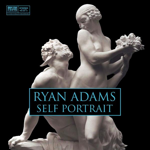 Albumcover. Statue eines Satyrs, der zu einer Frau mit Blumen blickt. Text: "Ryan Adams Self Portrait".