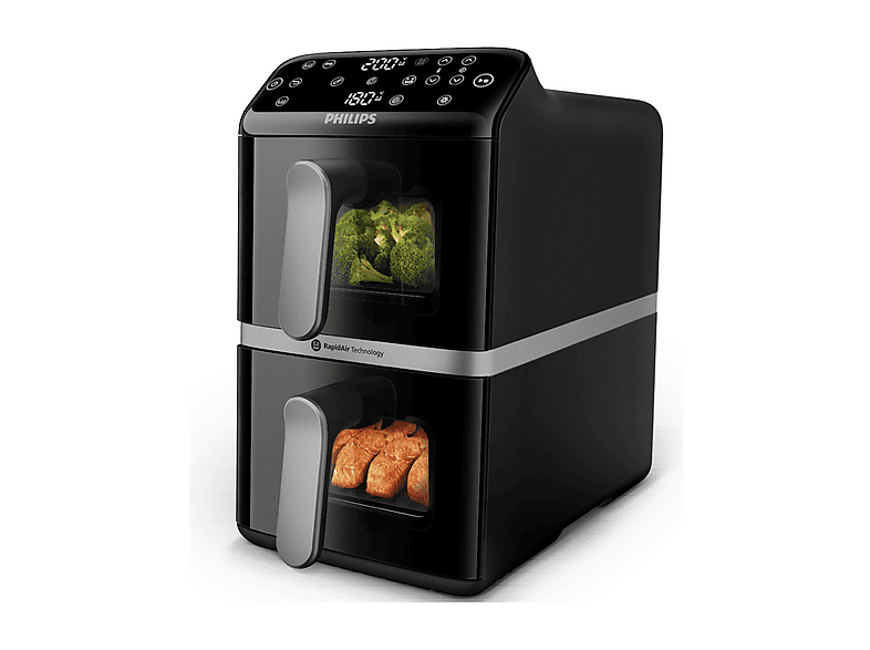 Philips Airfryer Verticale Serie 4000 da 10L Na461/00 Friggitrice AD Aria, capacità 10 l, Max potenza 2750 W, 6 programmi, 40 °C a 200 °C, Nero