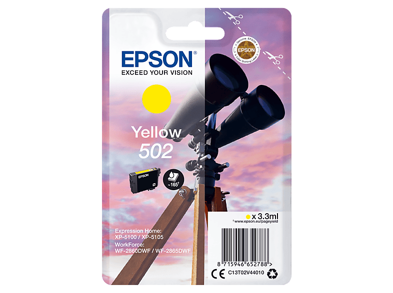 Tusz EPSON 502 Żółty 3.3 ml C13T02V44010