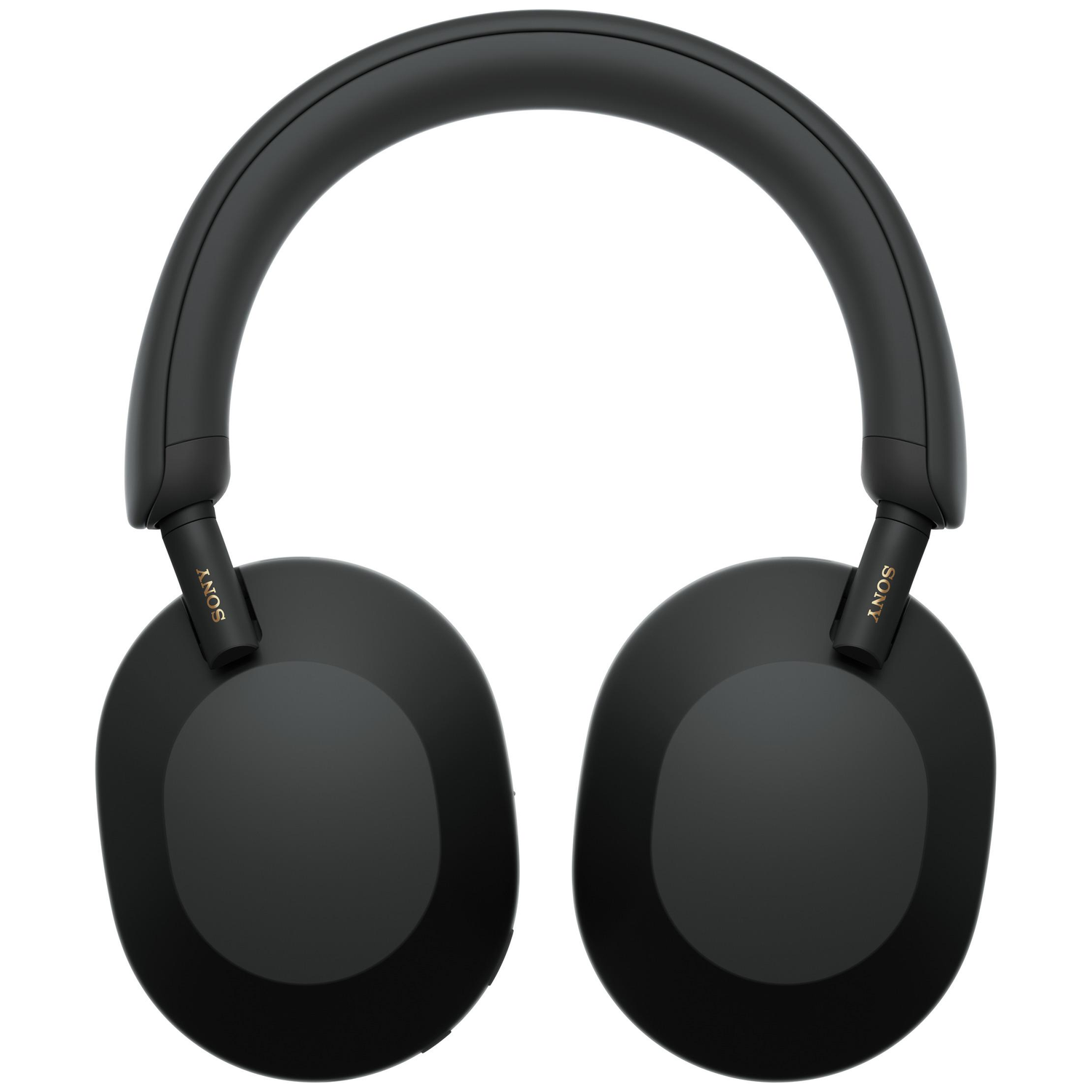 Black Sony headphones on a white background. Earcups are oval-shaped. The headband arches over the top. The Sony logo is visible.