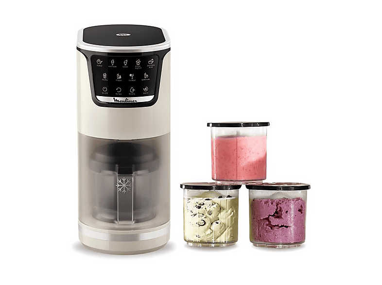 REACONDICIONADO Seminuevo Muy bueno Heladera - Moulinex Dolci, 9 Programas de postres helados, 3 tarrinas tritán, 1,4 L, 600W, Resultados cremosos