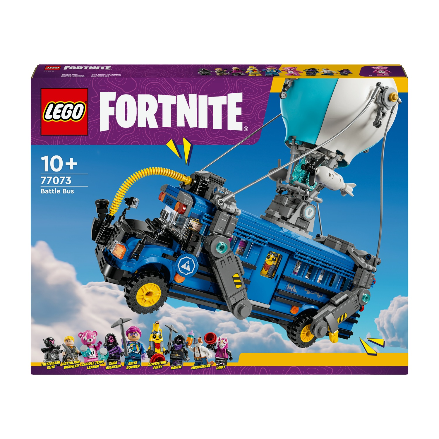 Set Lego Fortnite Battle Bus. Include autobus con pallone, minifigure e il logo Lego.