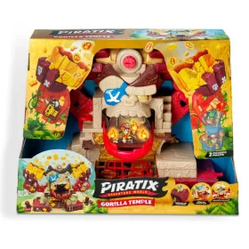 Un juego de juguetes Piratix Gorilla Temple en su caja. La caja es colorida, mostrando las características y personajes.