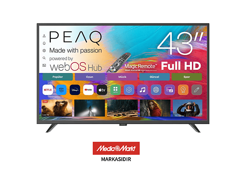 PEAQ PQ43DAL540 43'' Smart TV – WebOS İşletim Sistemli, Dahili Uydu Alıcılı Full HD LED TV