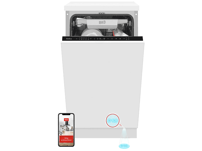 Zmywarka do zabudowy AMICA DIM48A10ELONSCiD 10kpl. SteamPower Pro MaxiSpace3