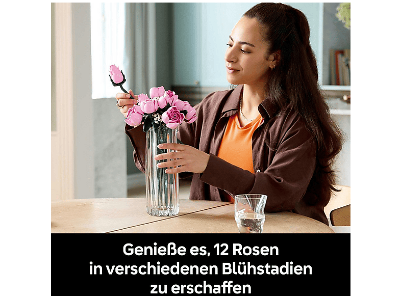 LEGO Botanicals 10374 Rosa Rosenstrauß Bausatz, Mehrfarbig