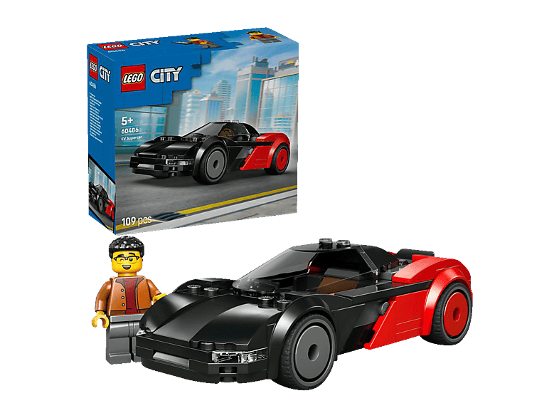 Lego City 60486 Elektro-Supersportwagen Bausatz, Rot/Schwarz