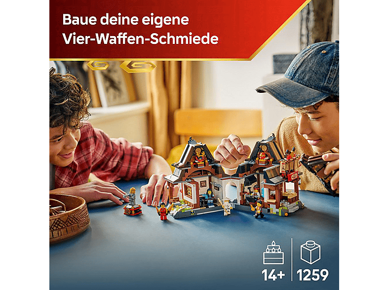 LEGO Ninjago 71858 15-jähriges Jubiläum der Vier-Waffen-Schmiede Bausatz, Mehrfarbig