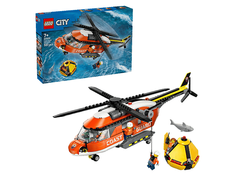 Lego City 60503 Hubschrauber der Küstenwache Bausatz, Mehrfarbig