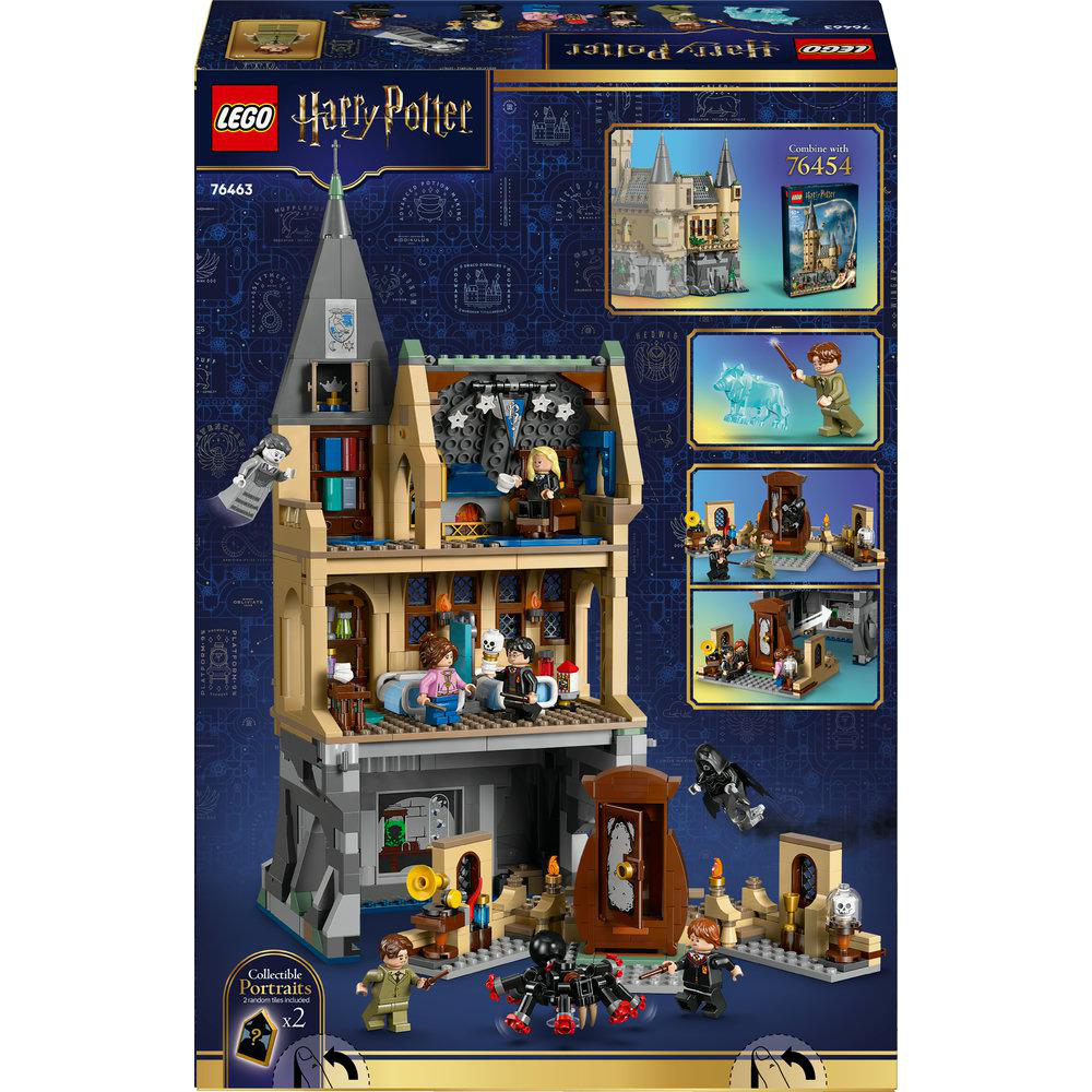 LEGO Harry Potter-Set. Die Box zeigt ein Lego Hogwarts-Modell mit Minifiguren und dem Hogwarts-Wappen.