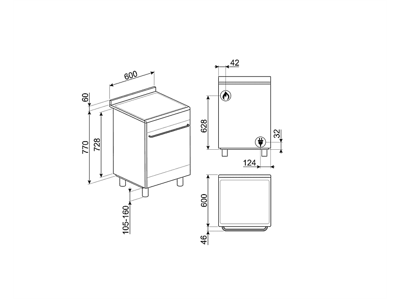 Smeg SCD60EMX9 Standherd (EEK: A, Gaskochfeld, 70 l, Edelstahl) — Foto 2 von 2