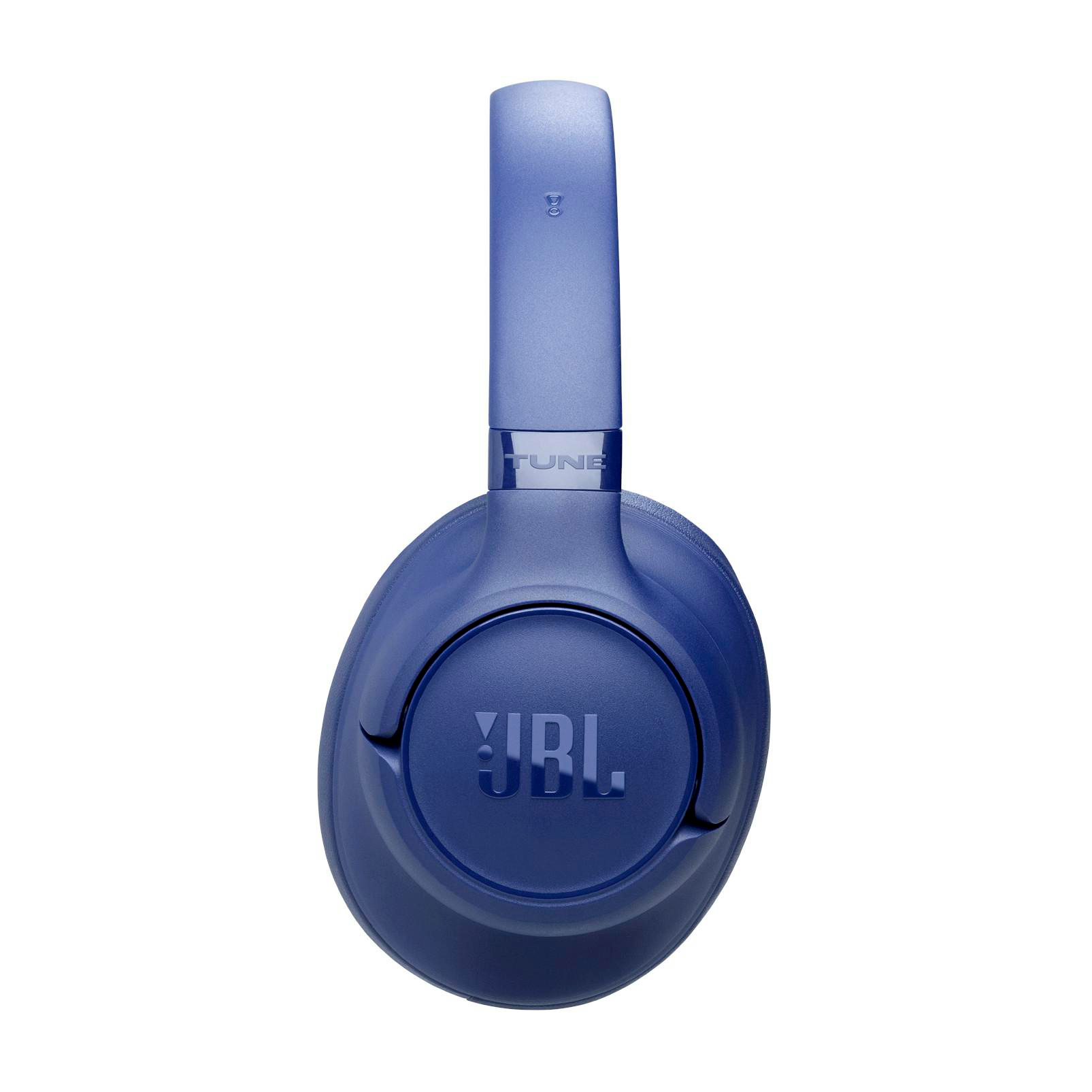 Blaue JBL Tune 760NC-Kopfhörer auf weißem Hintergrund. Die Kopfhörer sind der Fokus.