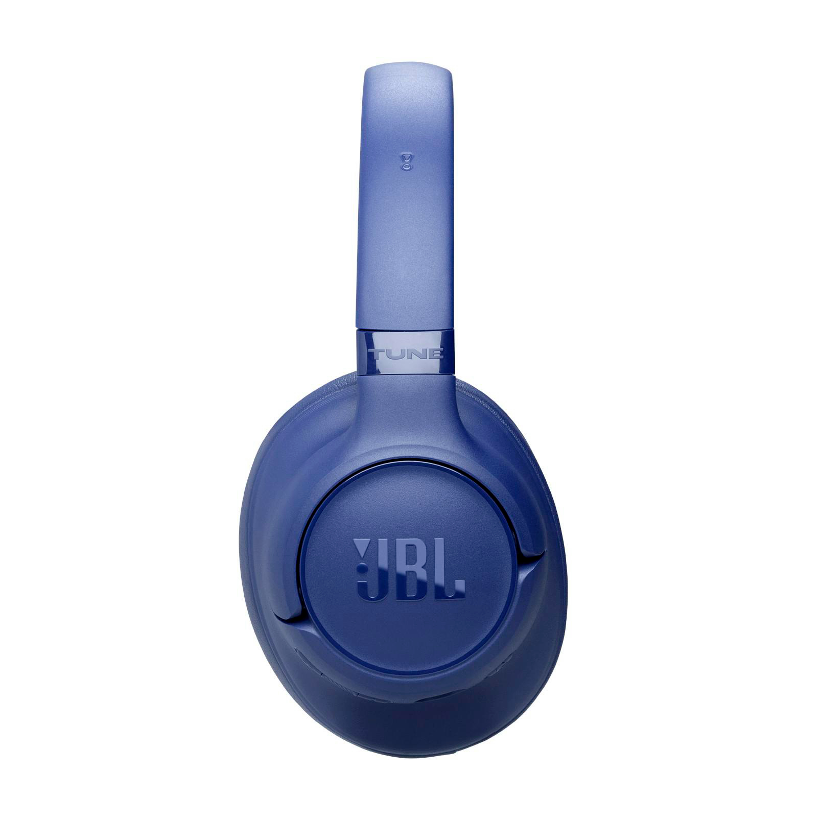 Blaue JBL-Kopfhörer auf weißem Hintergrund. Die Kopfhörer sind zentriert und zeigen das Markenlogo.