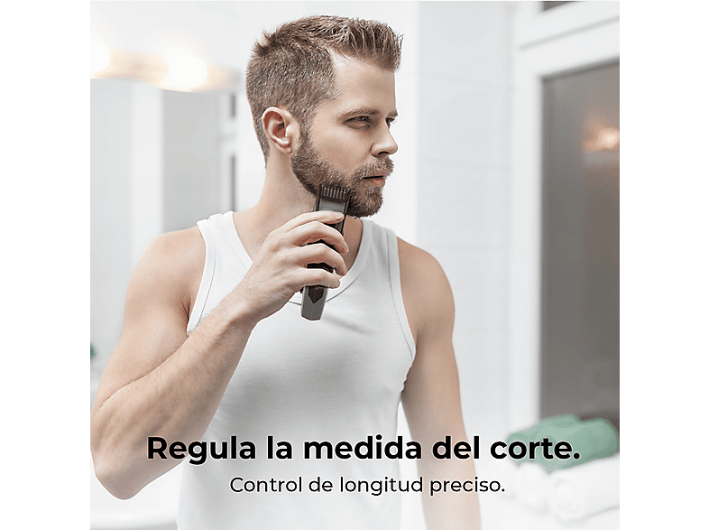 Barbero - Cecotec PrecisionCare Barber, Autonomia 60 min, Cuchillas de acero inoxidable, 2 peines (1-20 mm), Inalambrico, Negro