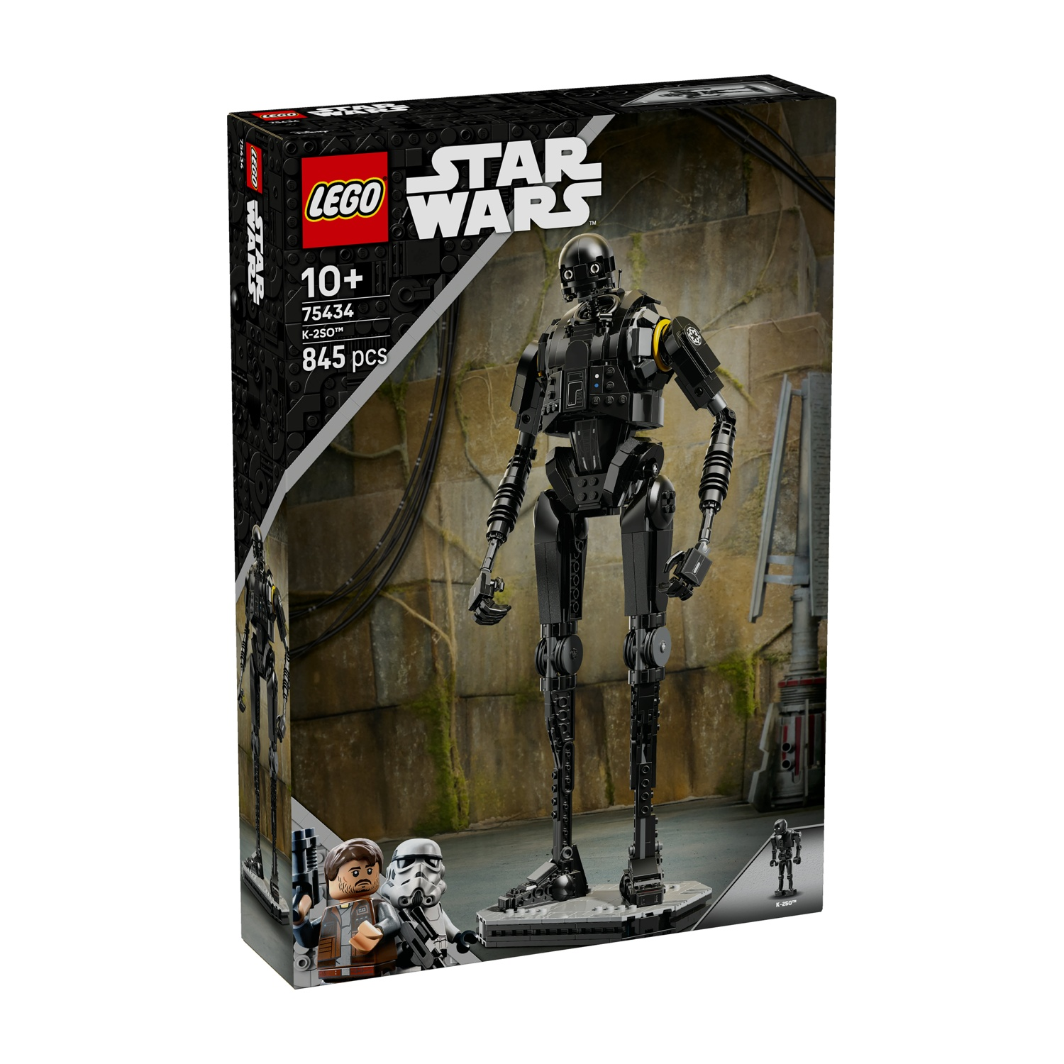 Una scatola Lego Star Wars. Mostra un robot K-2SO. La scatola ha i loghi Lego e Star Wars e dettagli sul set.