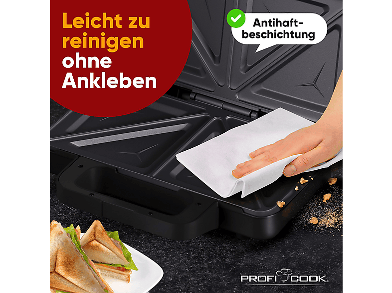 Profi Cook PC-ST 1315 XXL 2-fach Sandwichtoaster, Edelstahl, 900 Watt — Foto 2 von 5