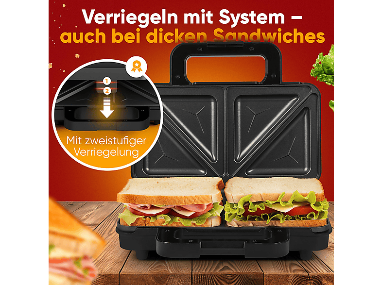 Profi Cook PC-ST 1315 XXL 2-fach Sandwichtoaster, Edelstahl, 900 Watt — Foto 3 von 5