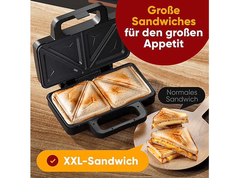 Profi Cook PC-ST 1315 XXL 2-fach Sandwichtoaster, Edelstahl, 900 Watt — Foto 4 von 5