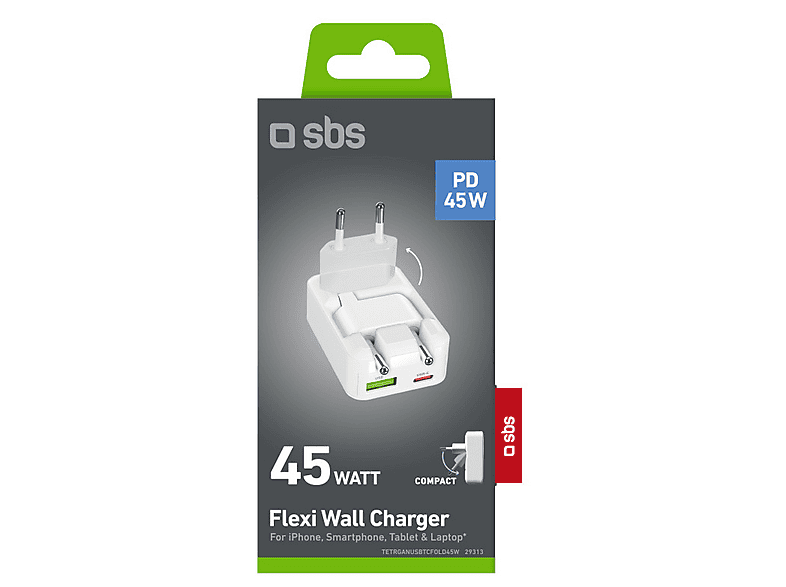 Ładowarka sieciowa SBS Flexi 45W Biały – zdjęcie 3