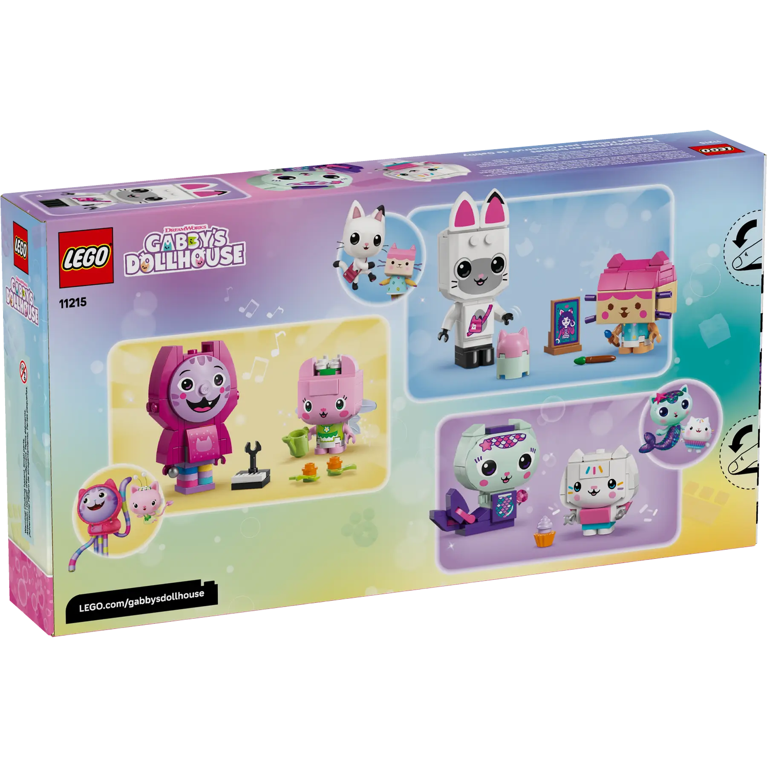 Lego Gabby's Dollhouse box. Features Lego figures of Gabby and friends. Colorful design with illustrations of characters and the Lego logo.