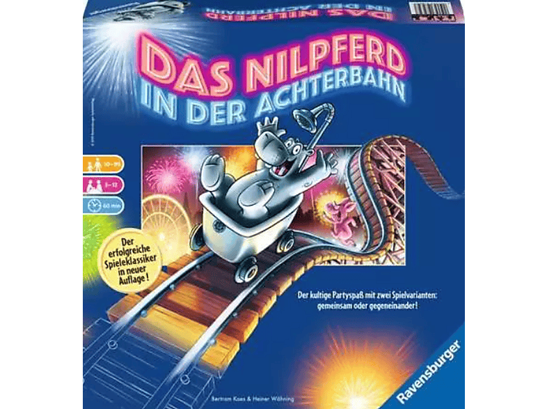 Ravensburger Das Nilpferd in der Achterbahn - Brettspiel ab 10 Jahre; Partyspiel