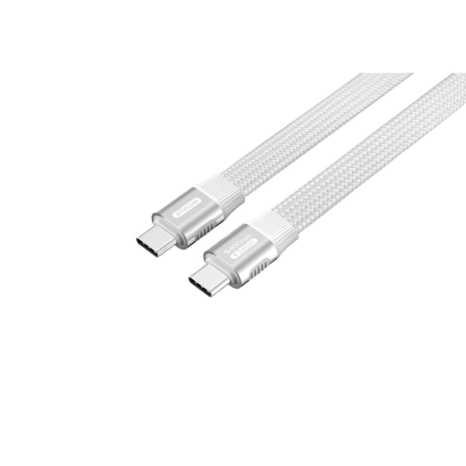 Sitecom Usb-c Ff-kabel 1 M 80 Gbps Plat Wit Kabel