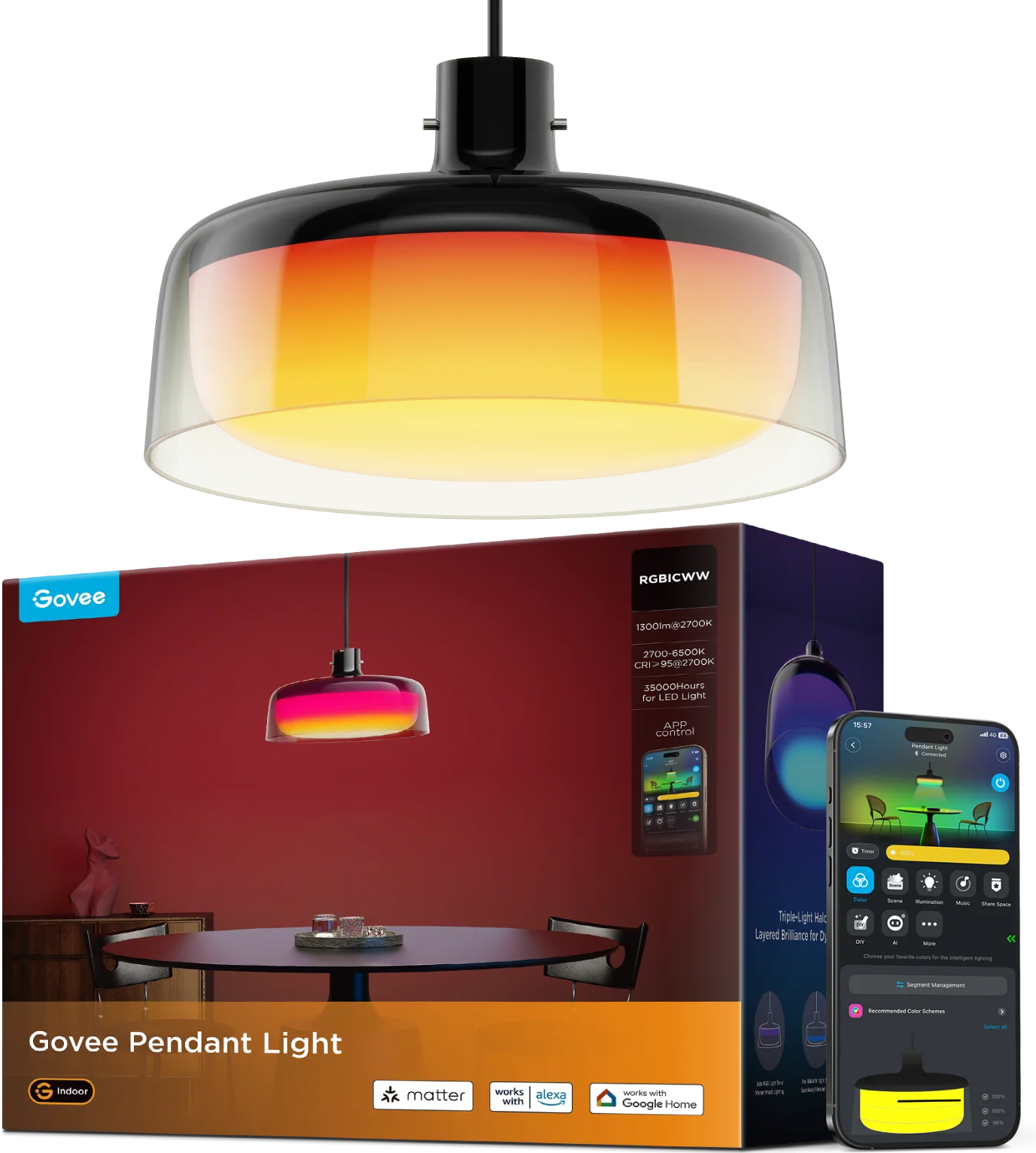 GOVEE RGBICWW függőlámpa (H60C13F1)