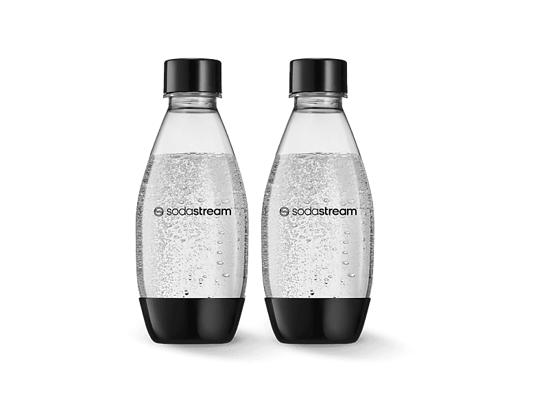 Botella para máquina gasificadora - SodaStream Fuse 0.5L Negro Twin Pack, Compatible con Spirit, Terra, Art, Duo, Enso, Tapón cierre hermético,Sin BPA