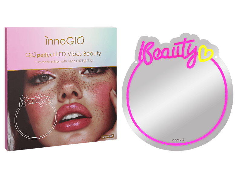Lusterko do makijażu z oświetleniem INNOGIO GIOperfect Vibes Beauty Biało-różowy