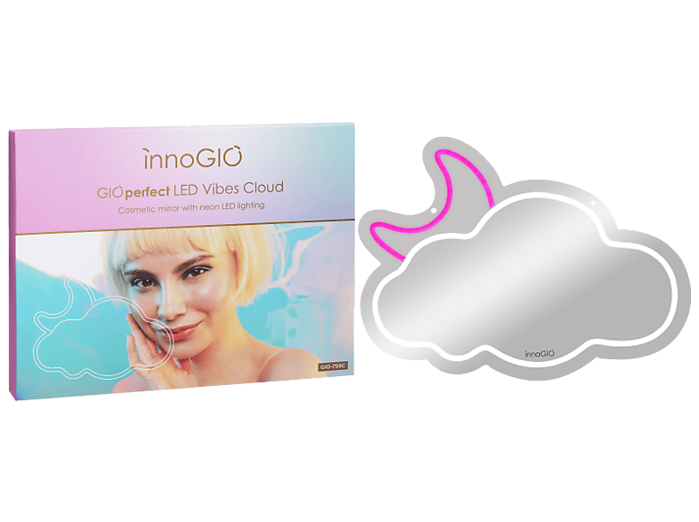 Lusterko do makijażu z oświetleniem INNOGIO GIOperfect Vibes Cloud Biało-różowy